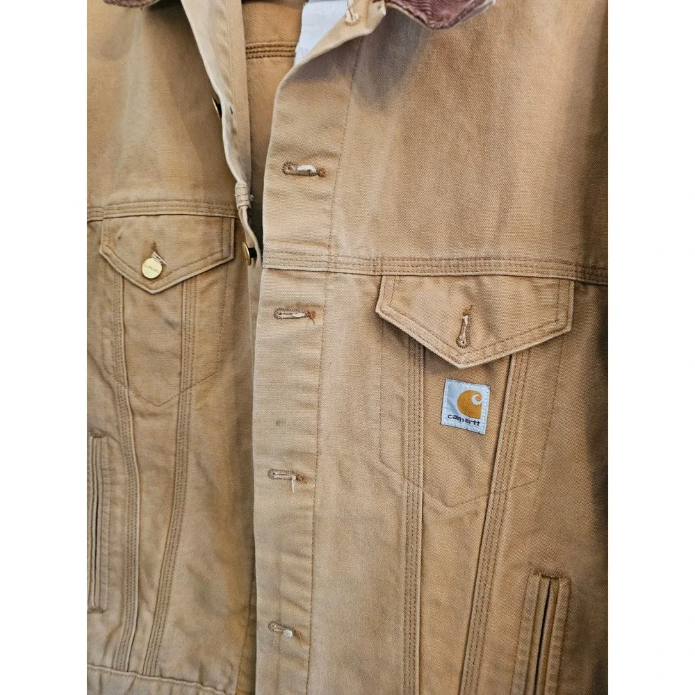 90s USA Vintage distressed Carhartt Tan Unlined Duck Trucker Jacket‎ Grunge y2k